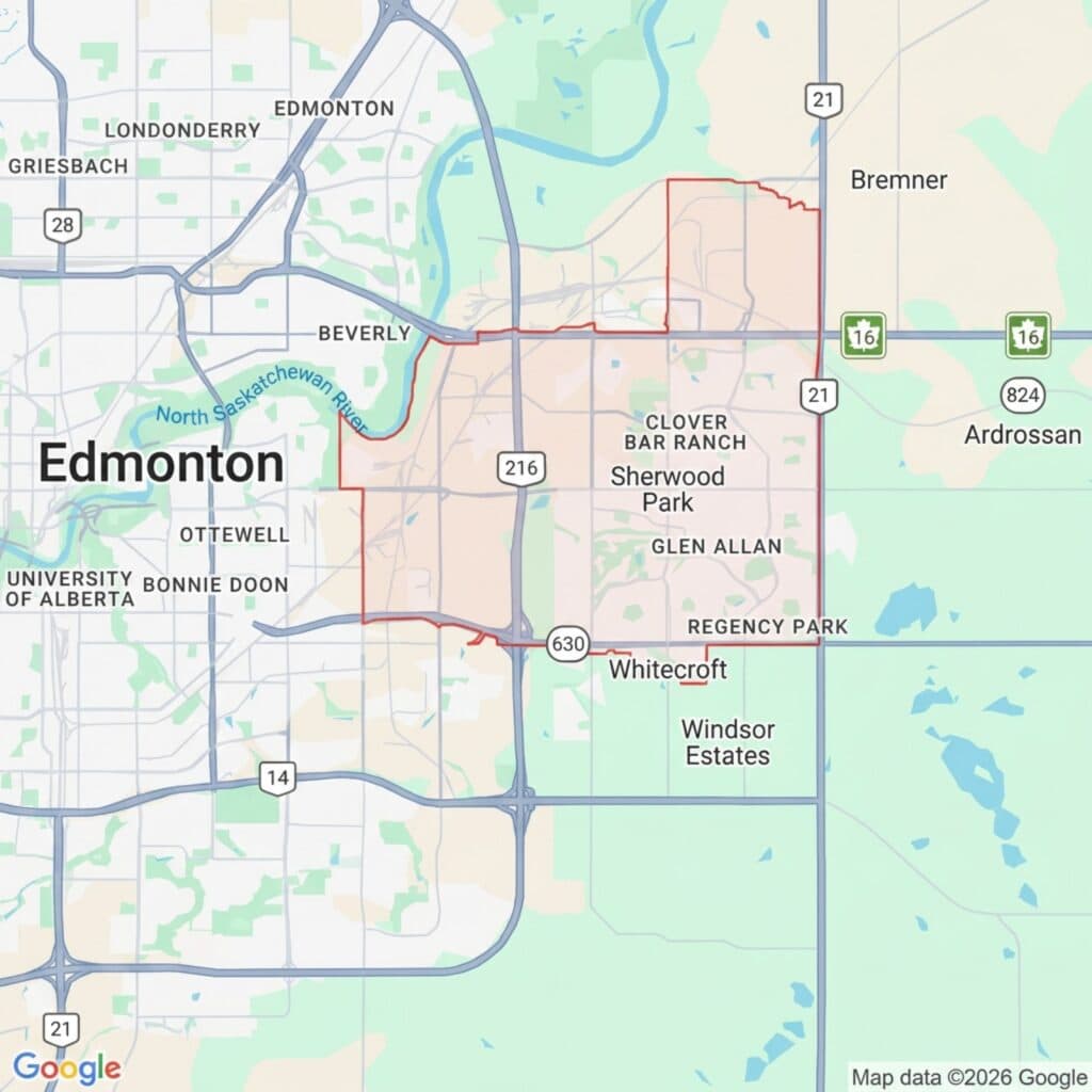 google maps image of Sherwood Park, AB